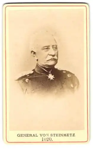 Fotografie unbekannter Fotograf und Ort, Karl Friedrich von Steinmetz, preussischer Generalfeldmarschall mit Halsorden