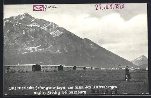 AK Grödig, russisches Gefangenlager am Fusse des Untersberg