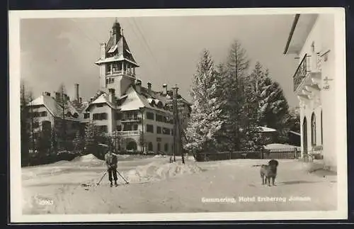 AK Semmering, Hotel Erzherzog Johann, Skiläufer