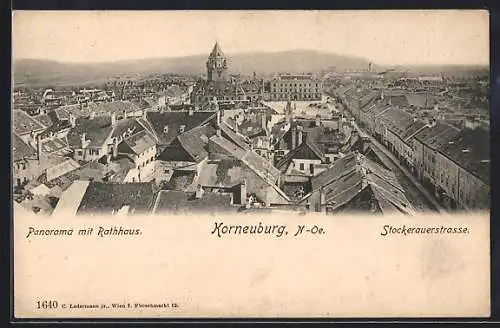 AK Korneuburg /N.-Oe., Panorama mit Rathaus und Stockerauerstrasse