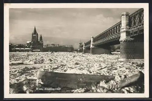 AK Wien, Reichsbrücke, Eisstoss 1929