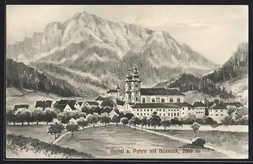 Künstler-AK Spital a. Pyhrn, Stift mit Bosruck