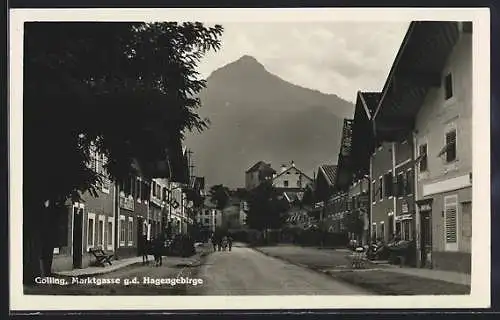 AK Golling, Strasse Marktgasse gegen das Hagengebirge