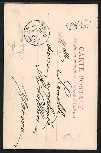 AK Mädchen mit Bernhardiner vor Fotokulisse