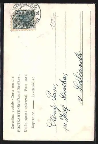 Lithographie Kleinkind fliegt auf dem Rücken einer Libelle