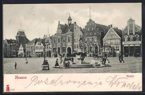 AK Husum / Nordsee, Blick über den Markt