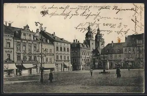 AK Plauen / Vogtland, Altmarkt mit Johanneskirche