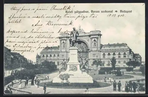 AK Budapest, Keleti palyaudvar, Baross szoborral