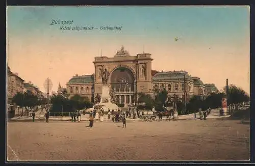 AK Budapest, Ostbahnhof in der Nachmittagssonne