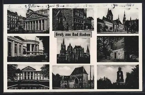 AK Bad Aachen, Dom, Ponttor, Eisenbrunnen, weitere Motive