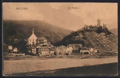 AK Beilstein / Mosel, Ortsansicht an der Mosel