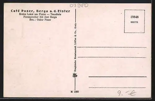 AK Berga a. d. Elster, Café Poseer, Innenansicht