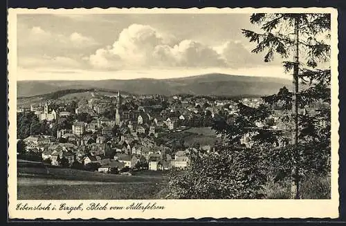 AK Eibenstock i. Erzgeb., Blick vom Adlerfelsen auf den Ort