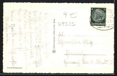 AK Carlsfeld i. Erzgeb., Teilansicht mit Tannen