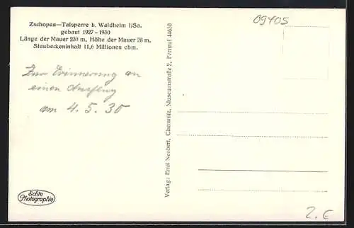 AK Zschopau b. Waldheim, Talsperre