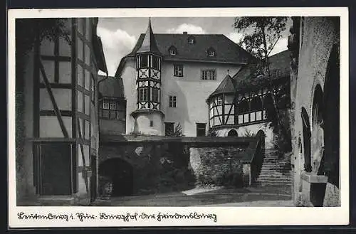 AK Leutenberg / Thür., Partie am Burghof der Friedensburg