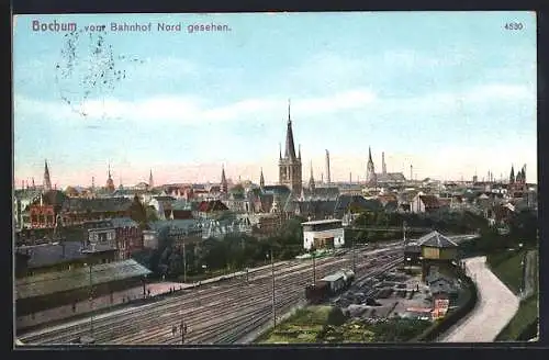 AK Bochum, Ortsansicht vom Rheinbahnhof aus gesehen