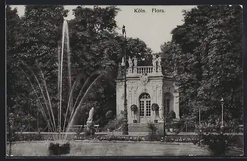 AK Köln-Riehl, Flora mit Springbrunnen