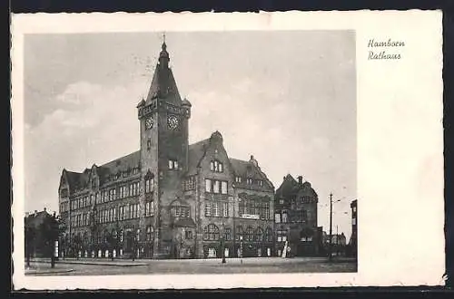 AK Hamborn / Rh., Rathaus mit Strassenpartie