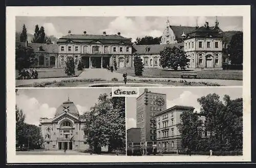 AK Gera, Schloss, Gebäudeansicht, Strassenpartie