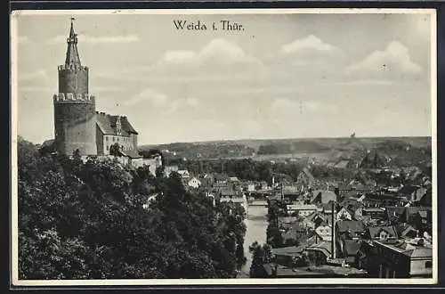 AK Weida i. Thür., Teilansicht mit Schloss