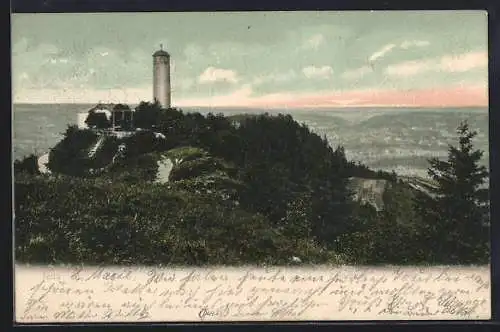 AK Jena, Fuchsturm mit Panorama