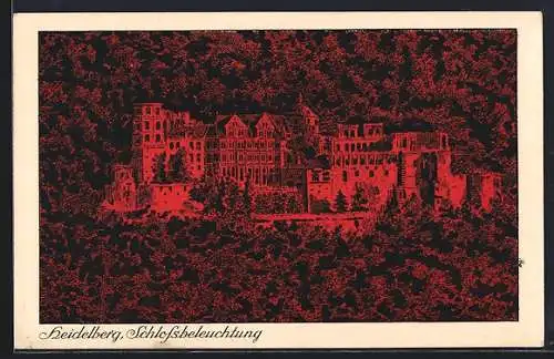 Künstler-AK Heidelberg, Schlossbeleuchtung