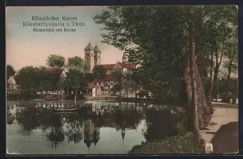 AK Klosterlausnitz, Klosterteich mit Kirche