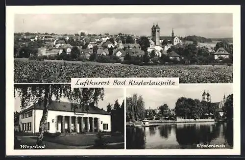 AK Bad Klosterlausnitz, Ortsansicht, Moorbad und Klosterteich