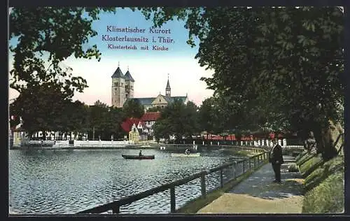 AK Klosterlausnitz i. Thür., Klosterteich mit Kirche