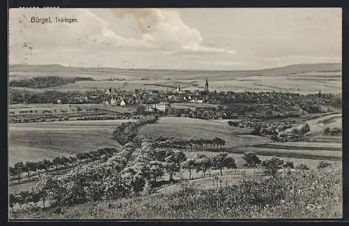 AK Bürgel /Thüringen, Teilansicht mit Bäumen