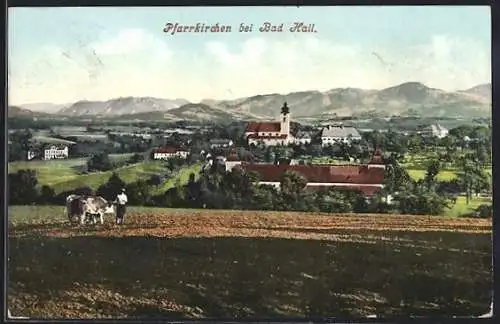 AK Pfarrkirchen bei Bad Hall, Ortspartie mit Kirche