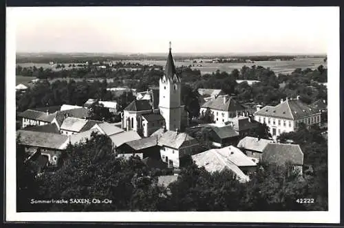 AK Saxen, Ortsansicht mit Kirche