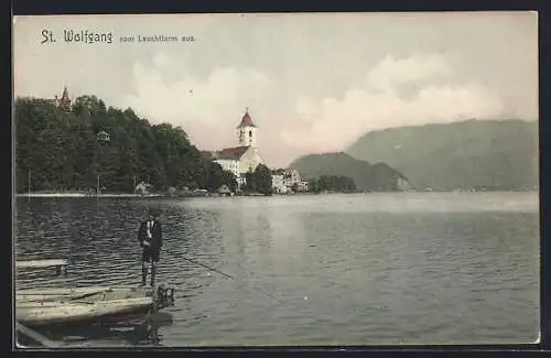 AK St. Wolfgang, Uferpartie vom Leuchtturm aus