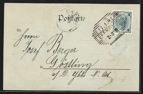 Mondschein-AK Kremsmünster /Ob.-Oest., Teilansicht mit Stift