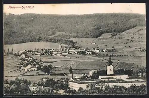 AK Aigen-Schlägl, Teilansicht mit Kirche