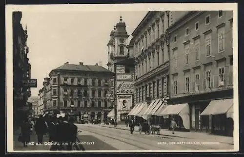 AK Linz a. d. Donau, Am Taubenmarkt mit Hotel Krone