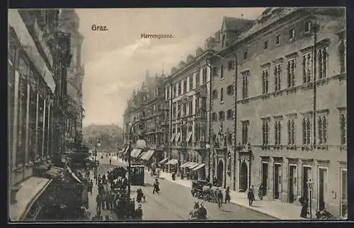 AK Graz, Herrengasse mit Strassenbahn