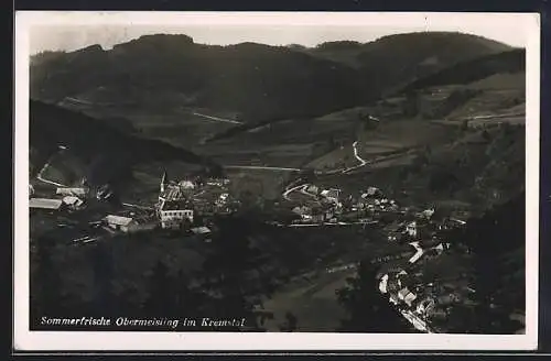 AK Obermeisling im Kremstal, Teilansicht mit Kirche und Strassenpartie