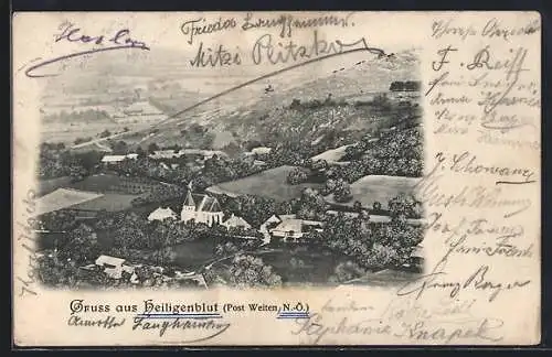 AK Raxendorf /N.-Oe., Heiligenblut bei Weiten, Panorama mit Kirche