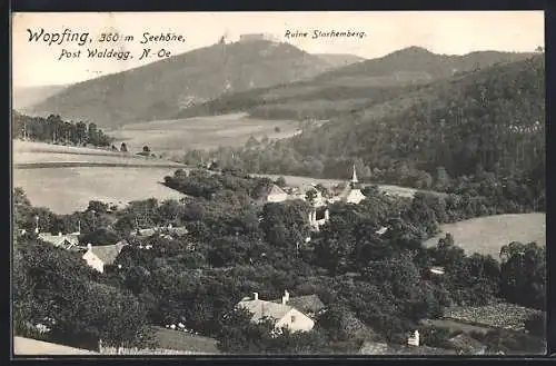 AK Wopfing /Waldegg, Panorama mit Ruine Starhemberg