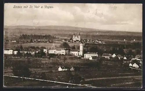 AK St. Veit a. Vogau, Ortspartie mit Kirche