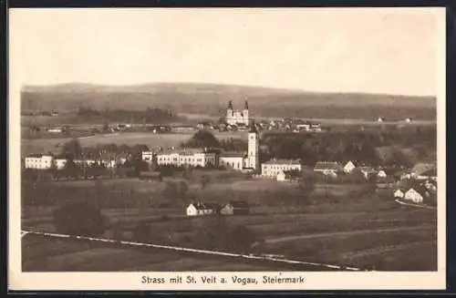 AK Strass in Steiermark, Teilansicht und St. Veit mit Kirche