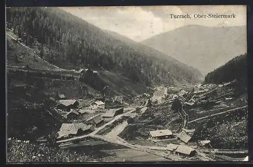 AK Turrach /Ober-Steiermark, Panorama mit Strassenpartie