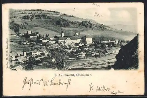 AK St. Lambrecht /Obersteier, Teilansicht mit Kloster