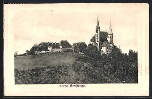 AK Maria Strassengel, Panorama mit Kirche