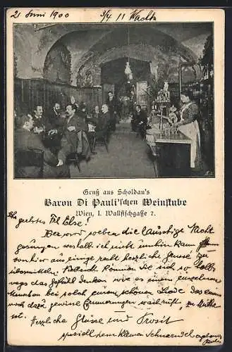 AK Wien, Baron Di Pauli`sche Weinstube, Wallfischgasse 7, Innenansicht