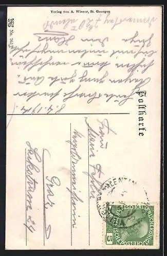 AK St. Georgen ob Judenburg, Teilansicht mit Kirche