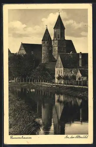 AK Gunzenhausen, An der Altmühl, Ortspartie mit Färberturm und Kirche St. Maria