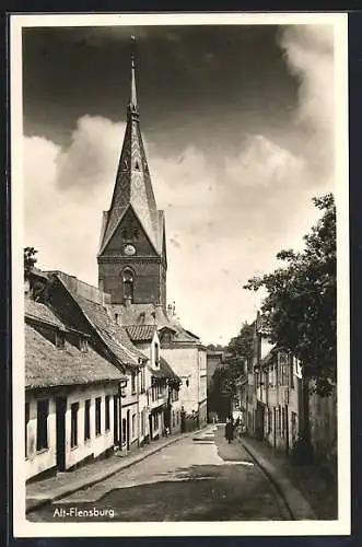 AK Alt-Flensburg, Strasse an der Marienkirche